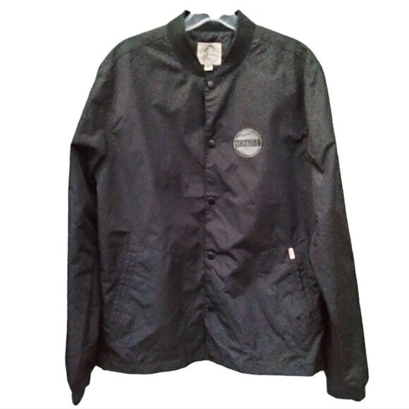 O'Neill Windbreaker Jacket Snap Button Closure Size M Black - Picture 1 of 6